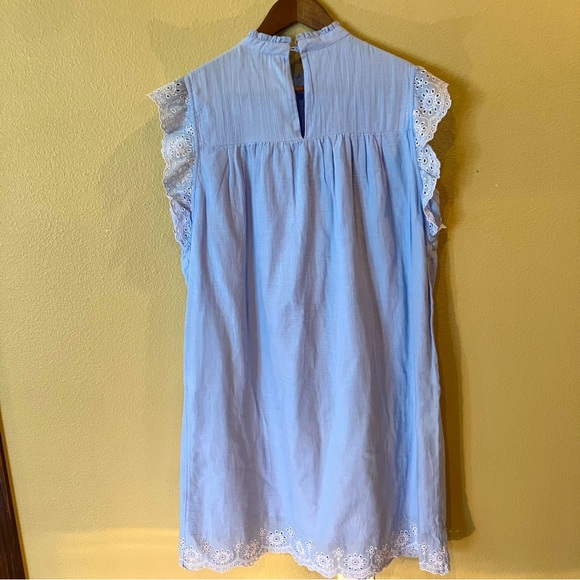 Crown & Ivy Light Blue 100% Cotton Smocked Eyelet Summer Dress, size Large - Picture 2 of 11